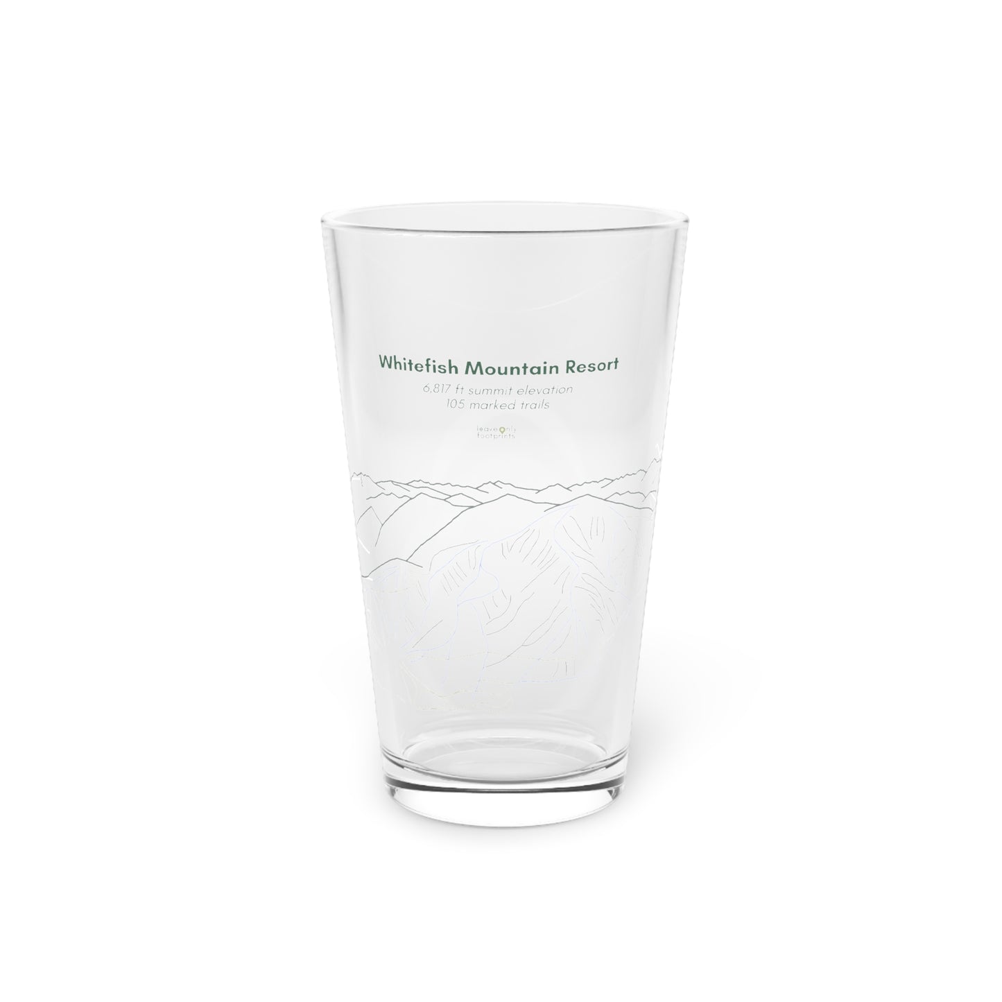 Whitefish Mountain Pint Glass, 16oz