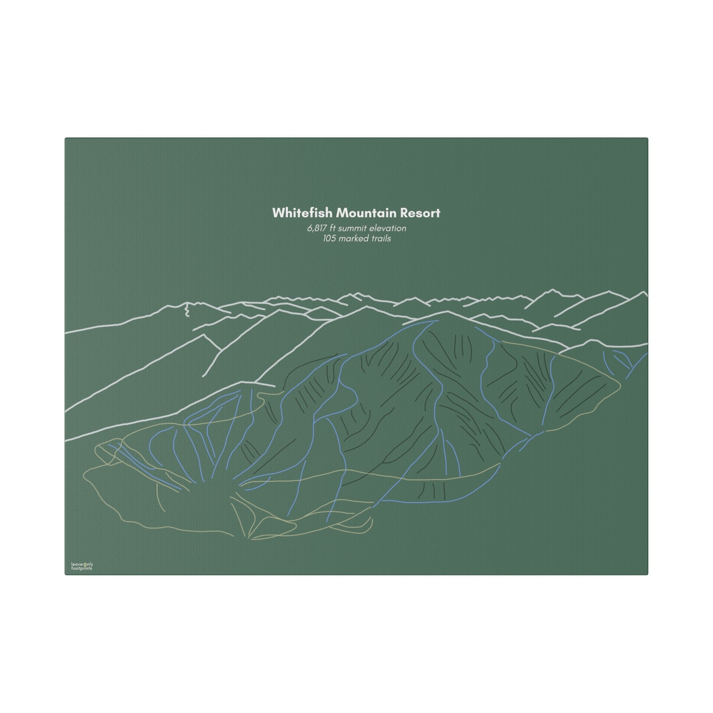 Whitefish Mountain Resort Matte Canvas, Stretched, 0.75"