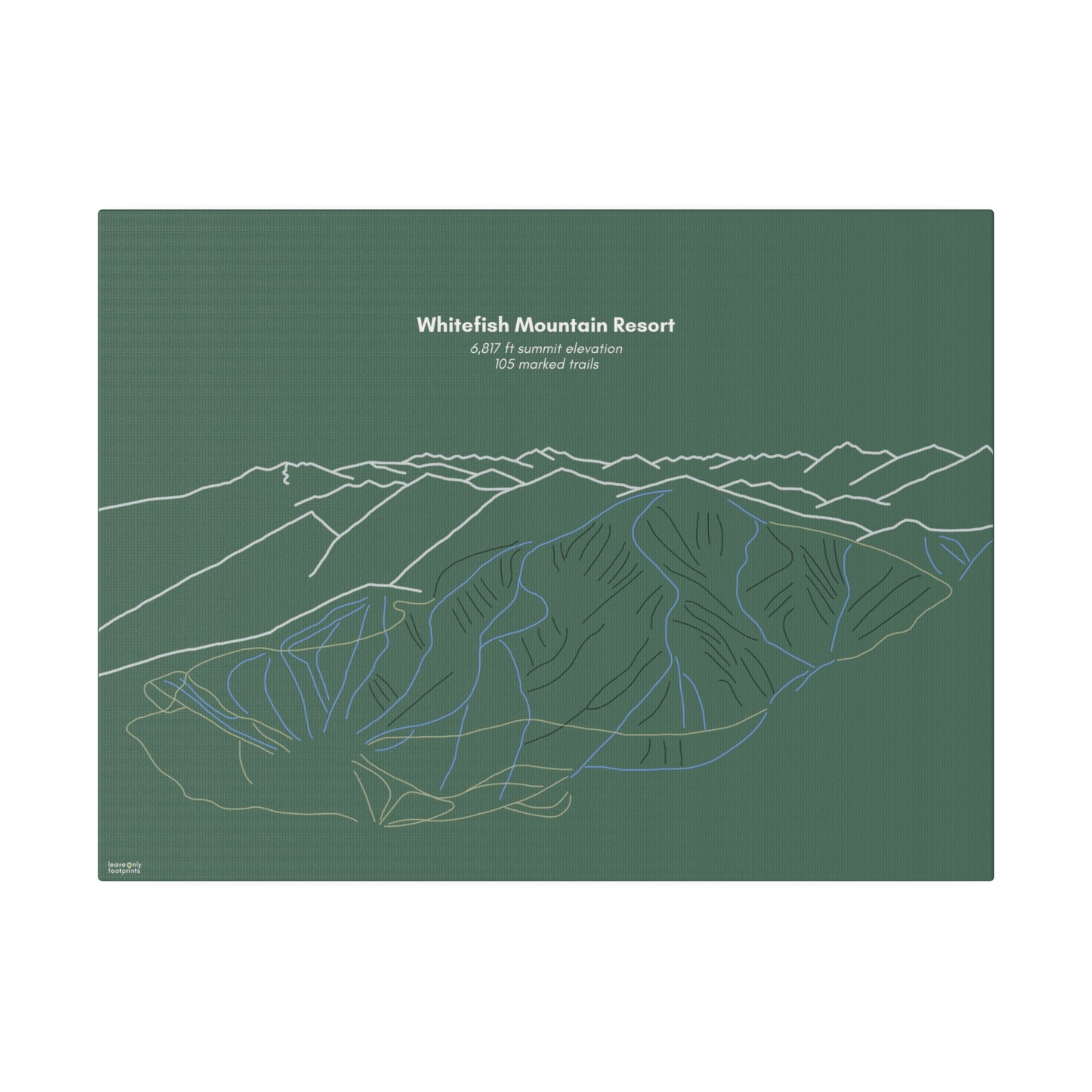 Whitefish Mountain Resort Matte Canvas, Stretched, 0.75"