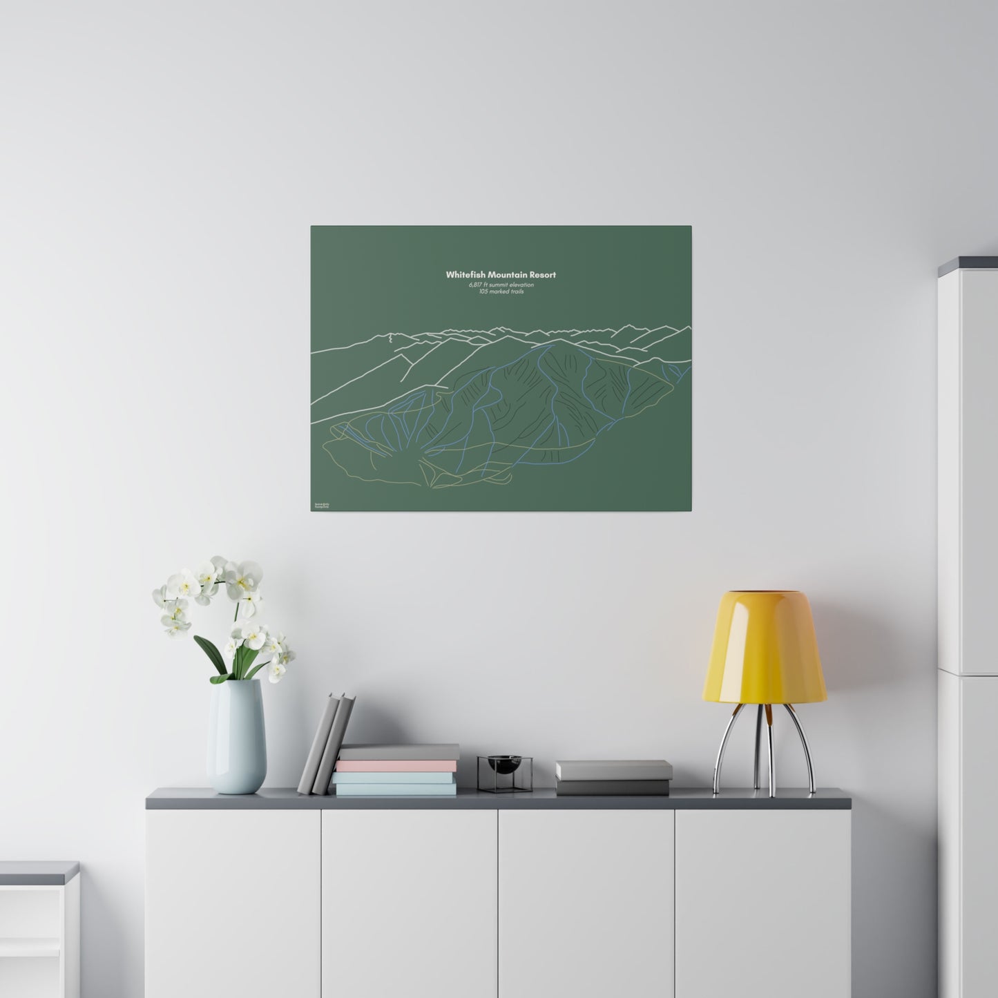 Whitefish Mountain Resort Matte Canvas, Stretched, 0.75"